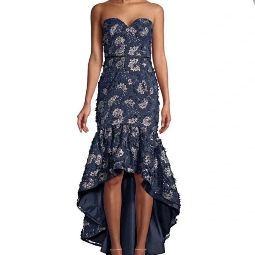 Aidan Mattox Hi-Low Navy Formal Dress